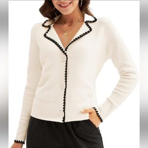 Liumilac lapel collar knit cardigan sweater